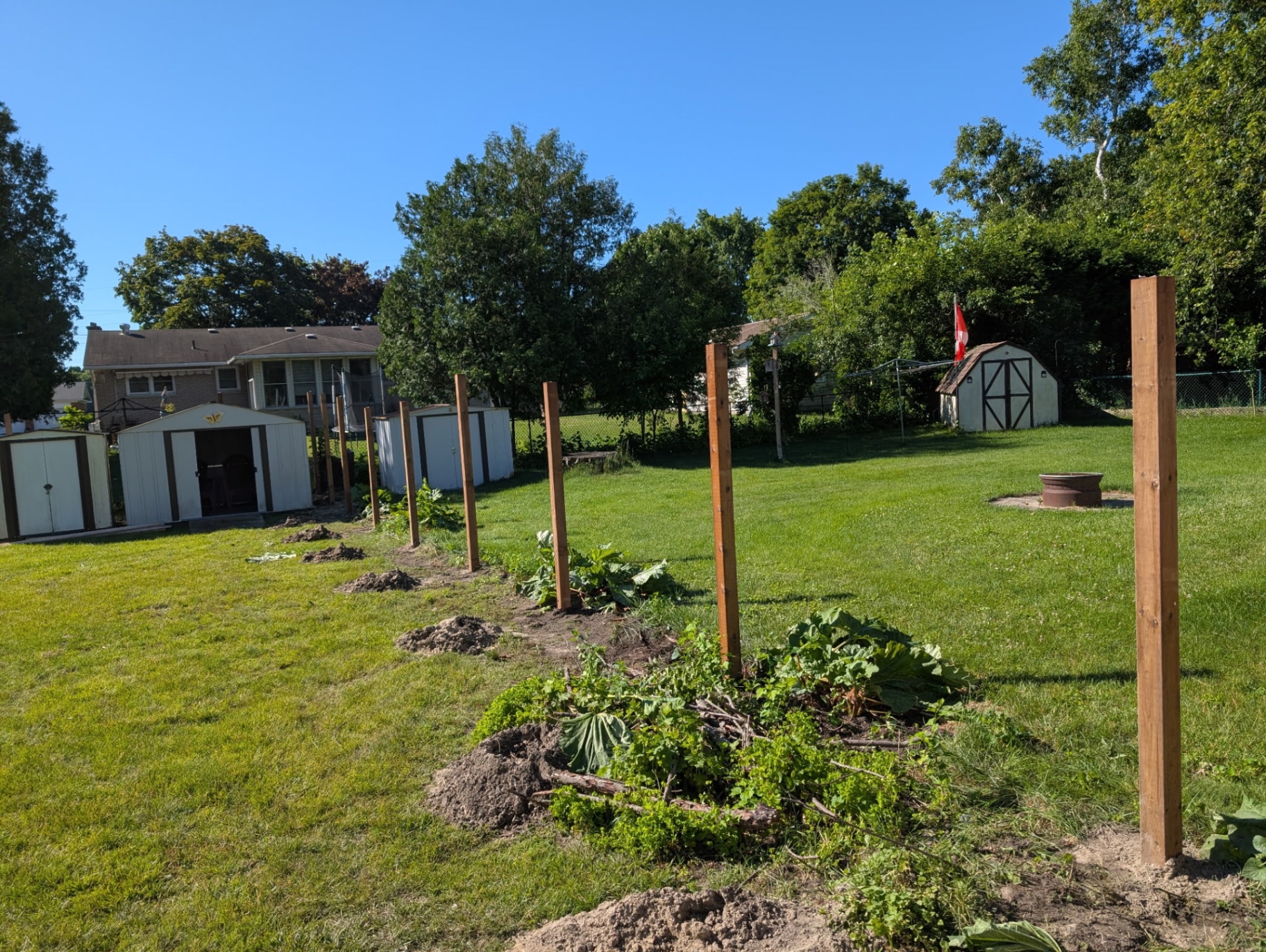 Fence posts set for a new install