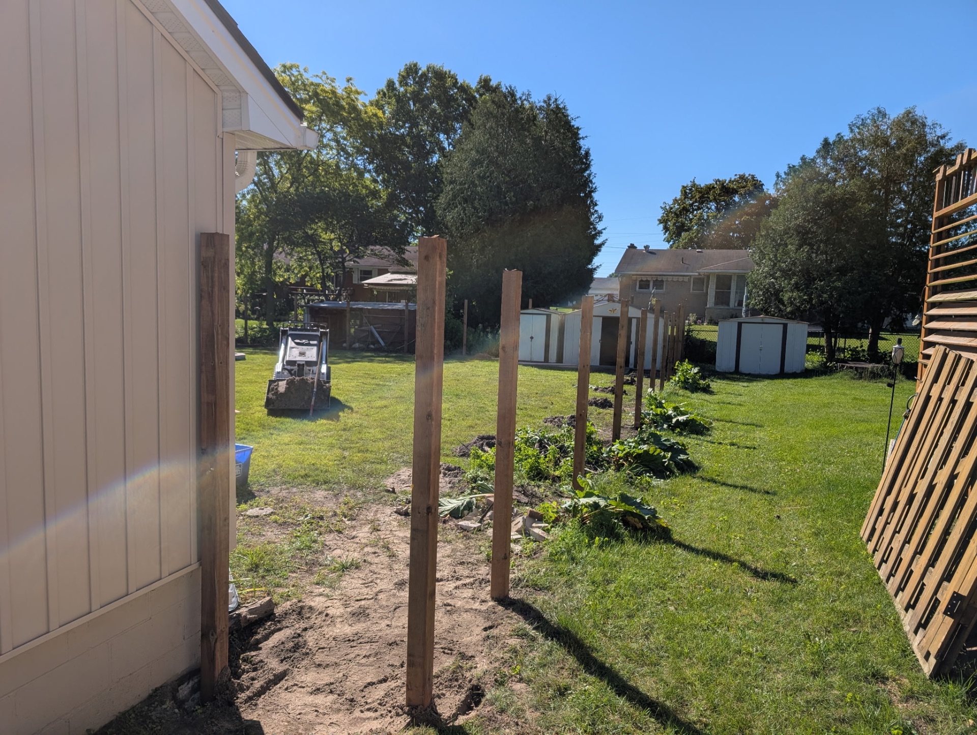 Fence line framing in progress