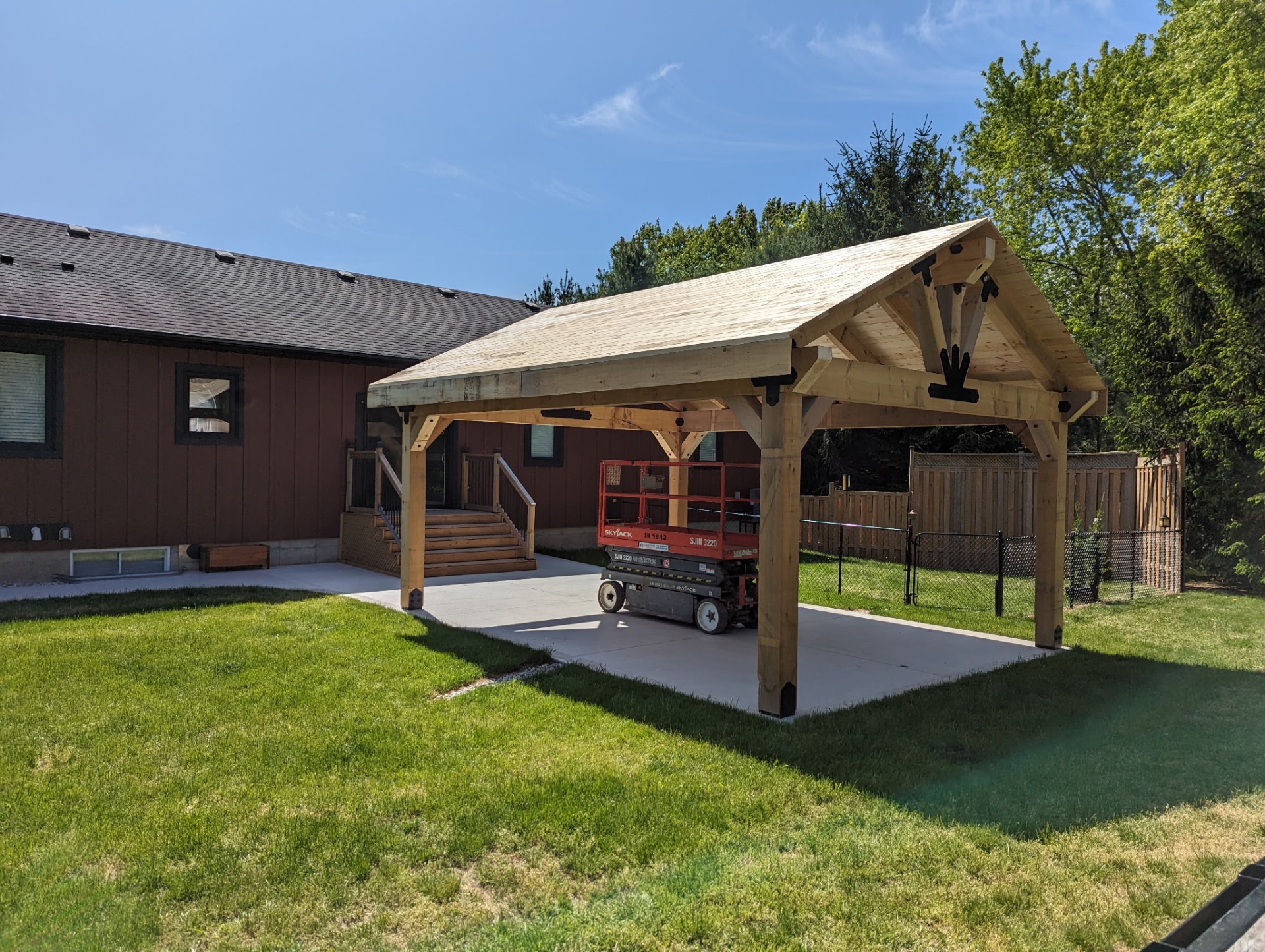 Backyard pavilion under construction
