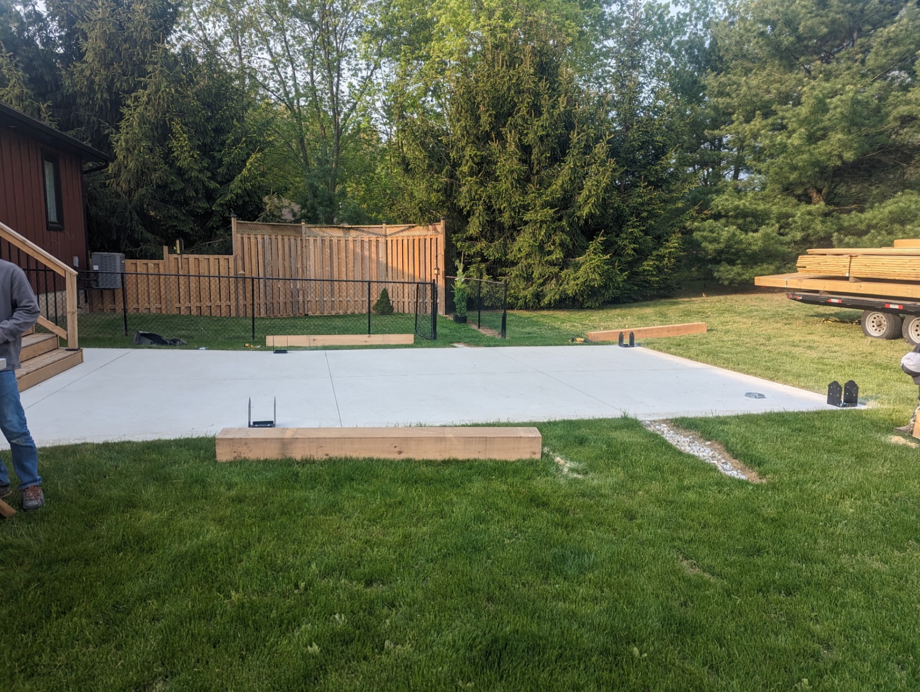 Prepped pad and framing timbers