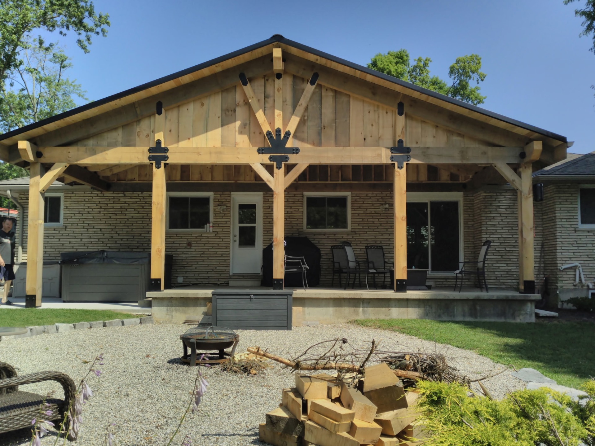 Timber-frame covered porch